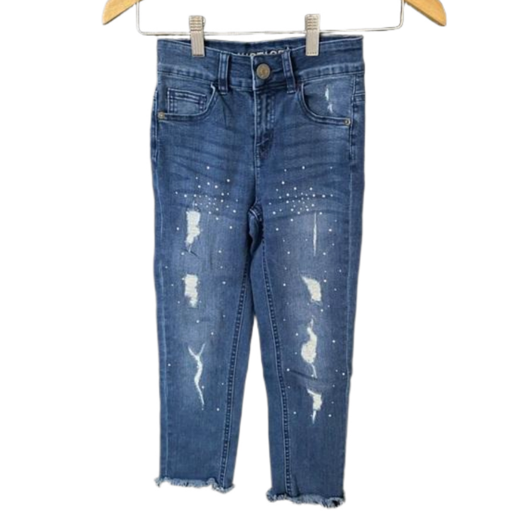 Justice kids distressed jeans with rhinestones